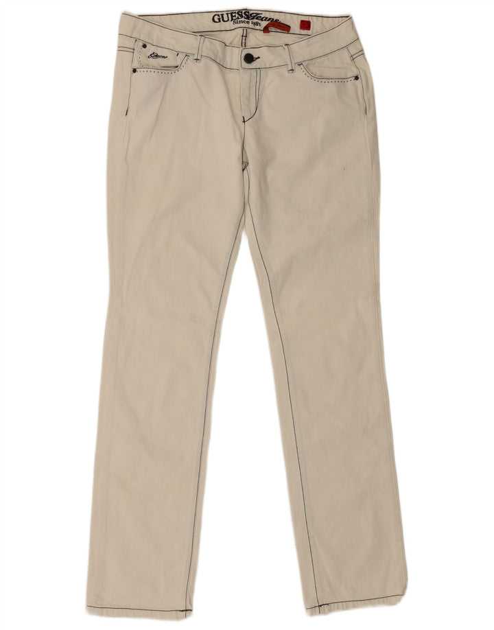 Guess Womens Slim Jeans W33 L34 Off White Cotton