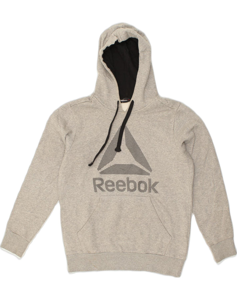 REEBOK Mens Graphic Hoodie Jumper Small Grey Cotton | Vintage Reebok | Thrift | Second-Hand Reebok | Used Clothing | Messina Hembry 