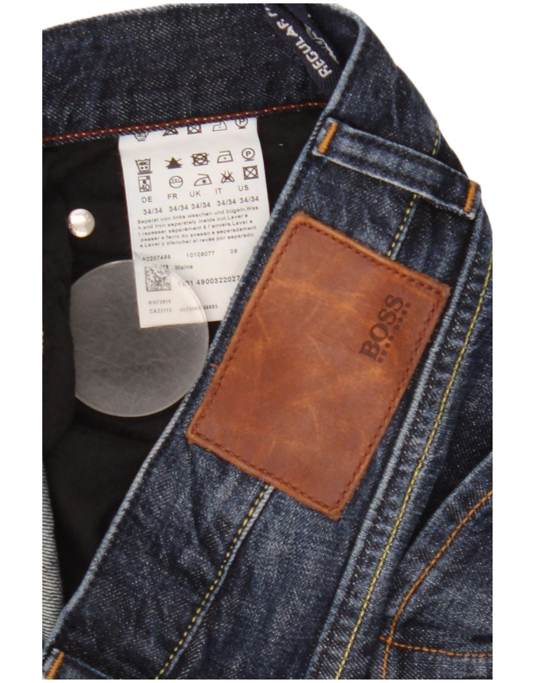 Hugo Boss Mens Straight Jeans W34 L34 Blue Cotton