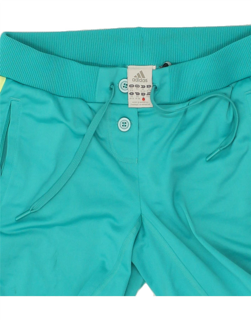 ADIDAS Womens Capri Tracksuit Trousers Joggers UK 4/6 XS  Turquoise | Vintage Adidas | Thrift | Second-Hand Adidas | Used Clothing | Messina Hembry 
