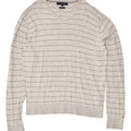 TOMMY HILFIGER Mens V-Neck Jumper Sweater XL Grey Striped Cotton | Vintage Tommy Hilfiger | Thrift | Second-Hand Tommy Hilfiger | Used Clothing | Messina Hembry 