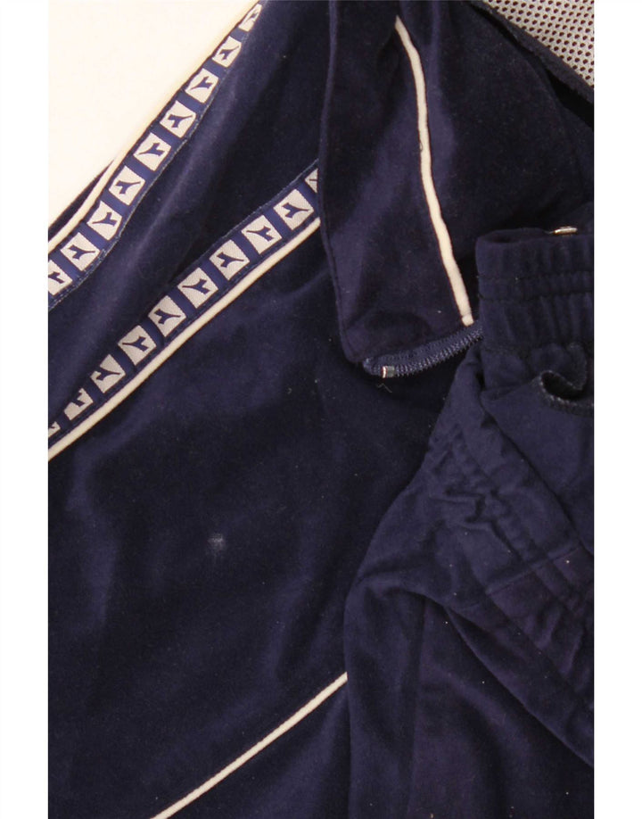 Diadora Mens Graphic Velour Tracksuit Top Jacket UK 38 Medium Navy Blue