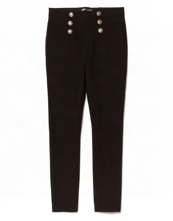 Zara Womens Slim Casual Trousers Large W30 L27 Black
