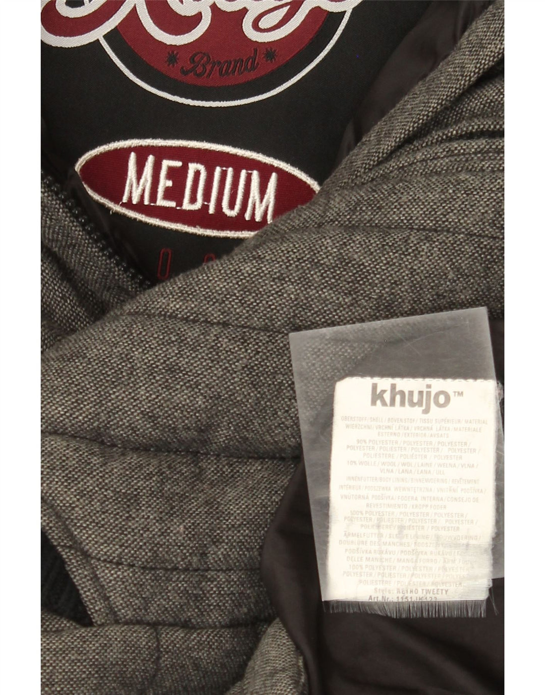 KHUJO Womens Hooded Padded Jacket UK 14 Medium Grey Colourblock Polyester