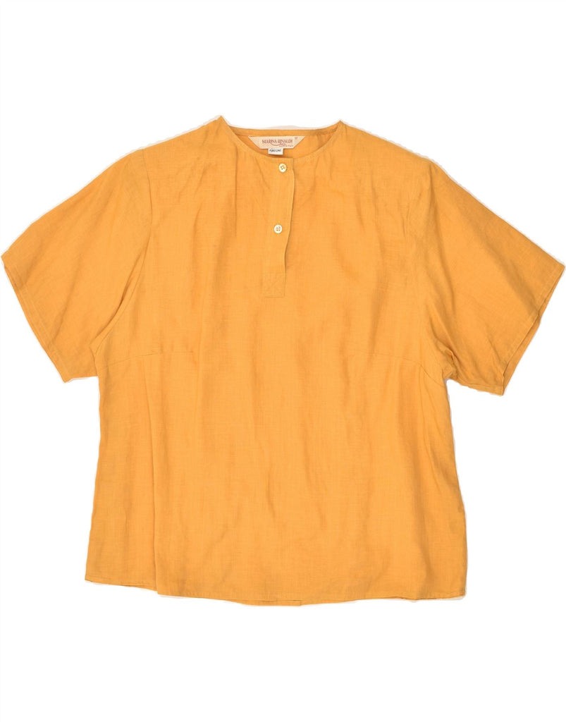 MARINA RINALDI Womens T-Shirt Top Size 17 Small Yellow Linen | Vintage Marina Rinaldi | Thrift | Second-Hand Marina Rinaldi | Used Clothing | Messina Hembry 
