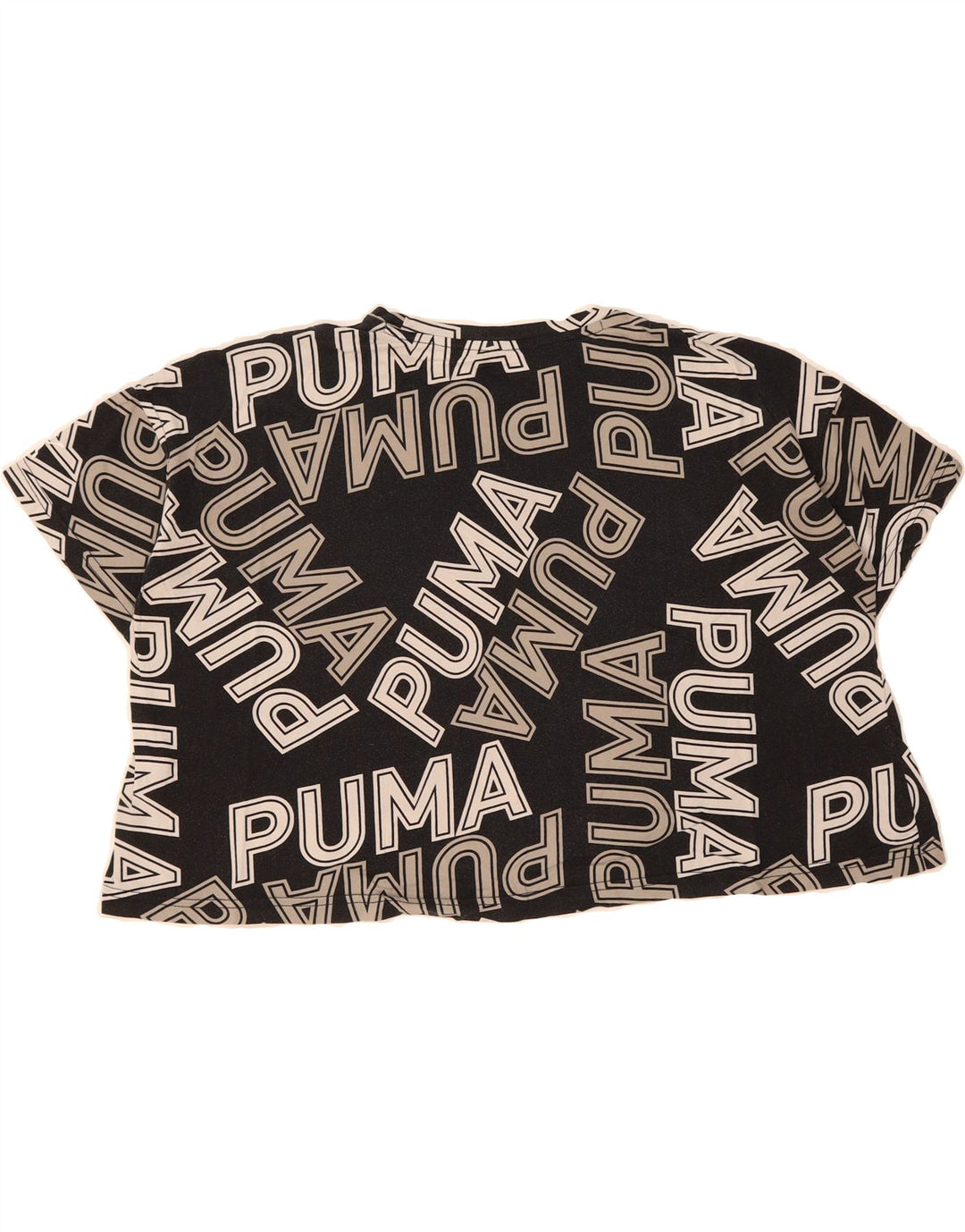 PUMA Womens Oversized Crop Graphic T-Shirt Top UK 14 Medium Black Cotton Vintage Puma and Second-Hand Puma from Messina Hembry 