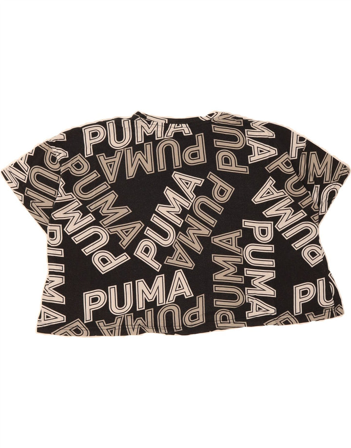 PUMA Womens Oversized Crop Graphic T-Shirt Top UK 14 Medium Black Cotton Vintage Puma and Second-Hand Puma from Messina Hembry 