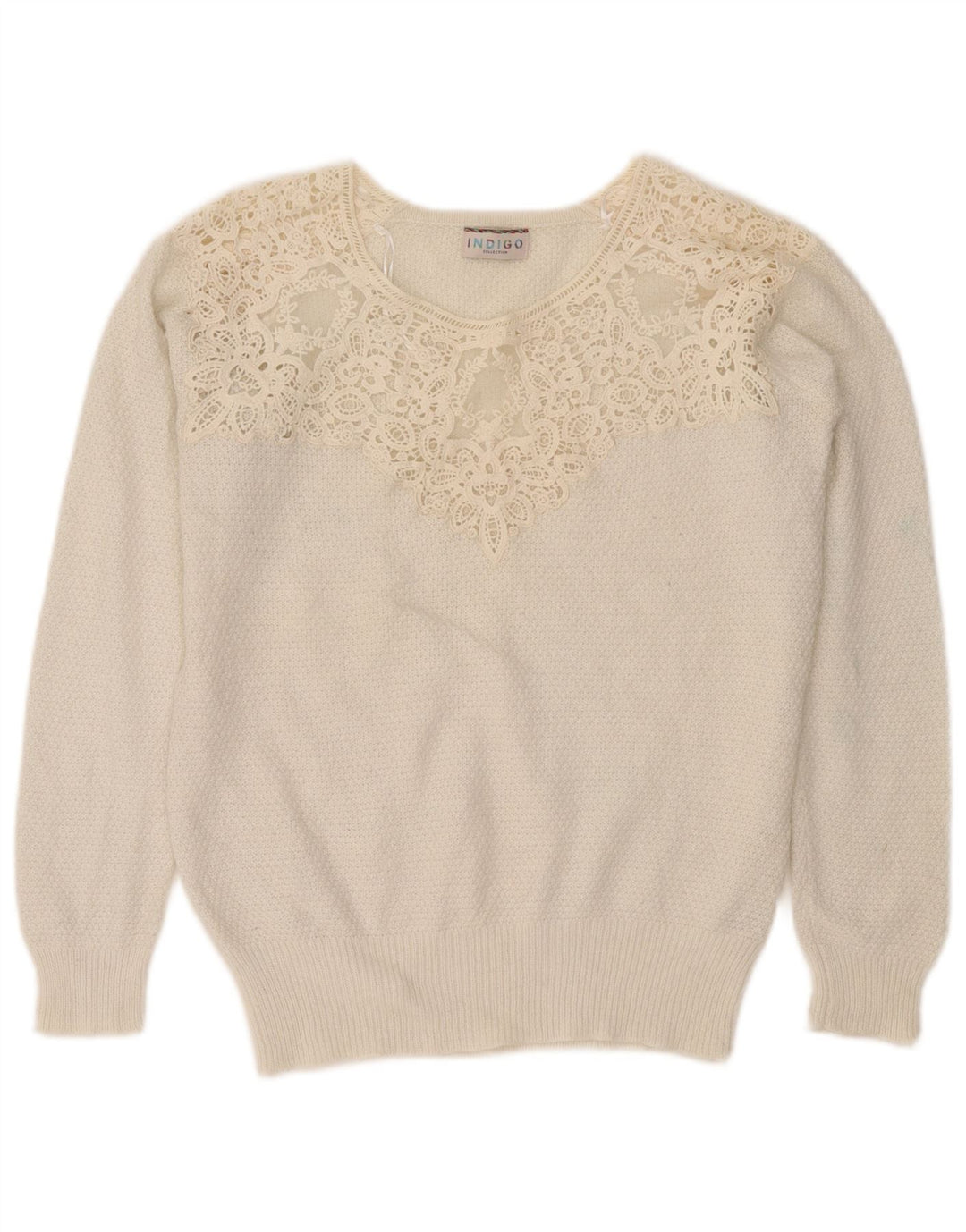 Marks & Spencer Womens Indigo Boat Neck Jumper Sweater UK 12 Medium White