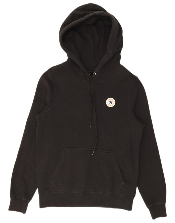 Converse Womens Oversized Hoodie Jumper UK 6 XS Black Cotton