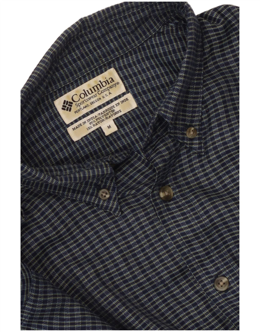 Columbia Mens Flannel Shirt Medium Blue Check Polyester