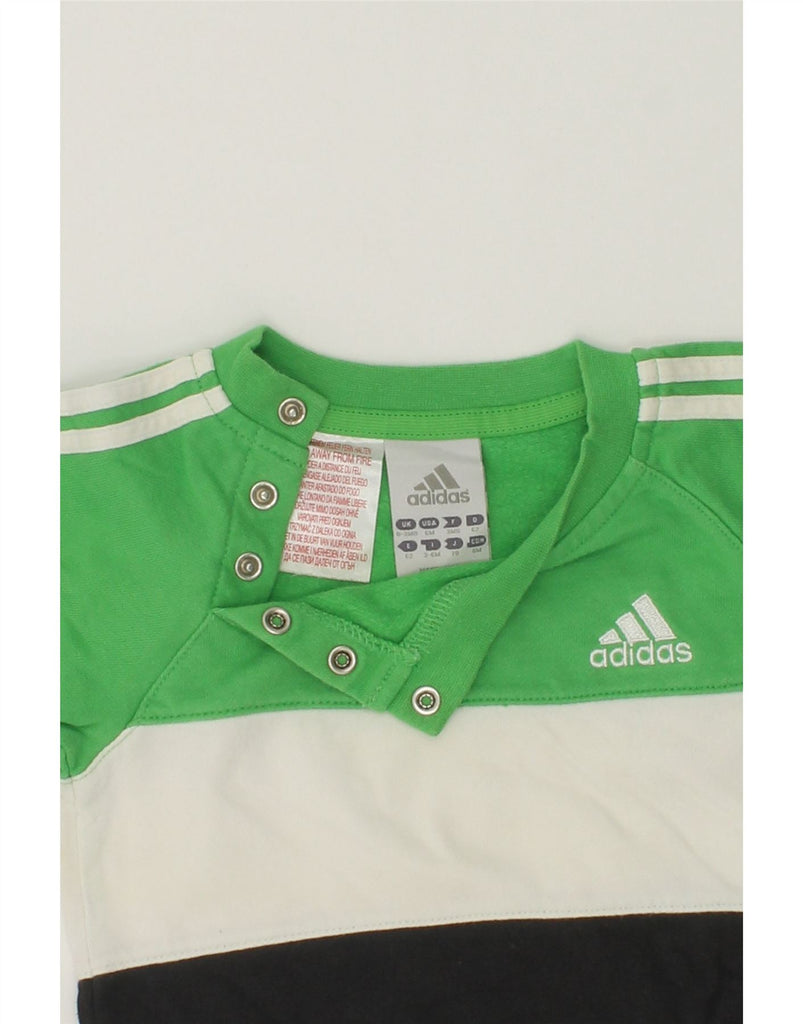 ADIDAS Baby Boys Button Neck Sweatshirt Jumper 0-3 Months Green | Vintage Adidas | Thrift | Second-Hand Adidas | Used Clothing | Messina Hembry 