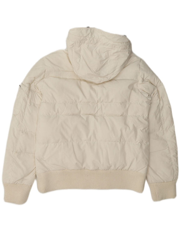Diadora Womens Hooded Bomber Padded Jacket UK 10 Small White Polyester