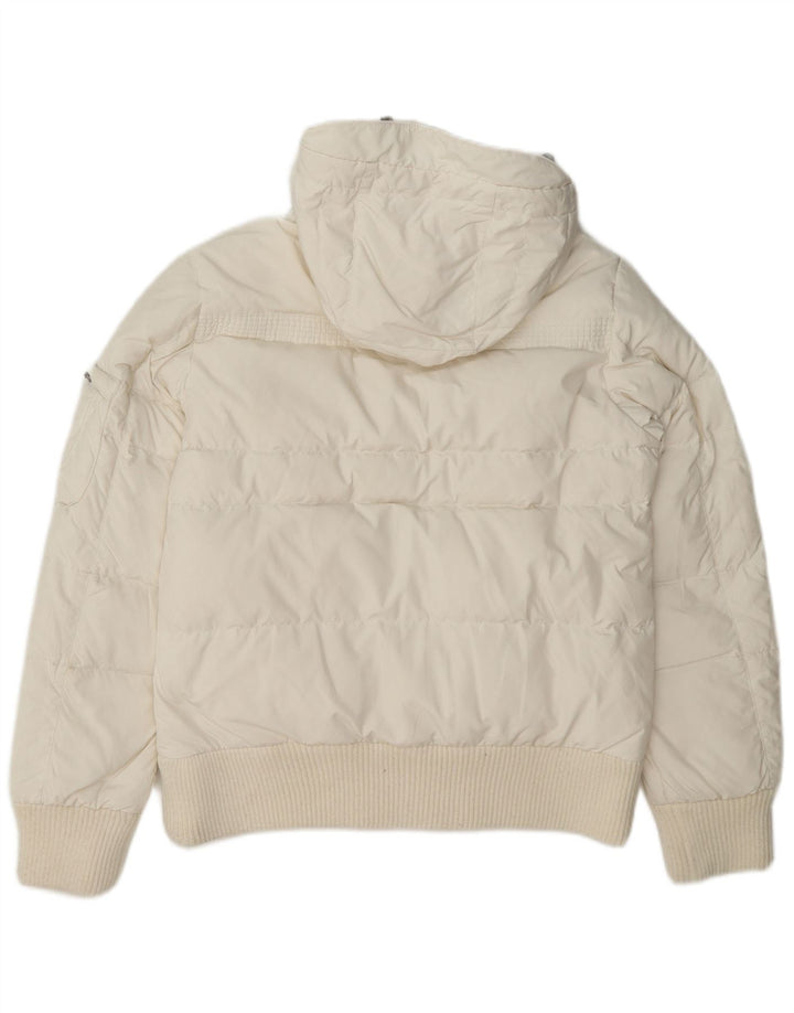 Diadora Womens Hooded Bomber Padded Jacket UK 10 Small White Polyester
