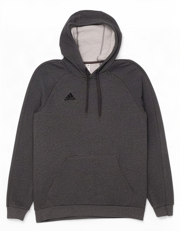 Adidas Mens Hoodie Jumper Medium Grey Flecked Cotton