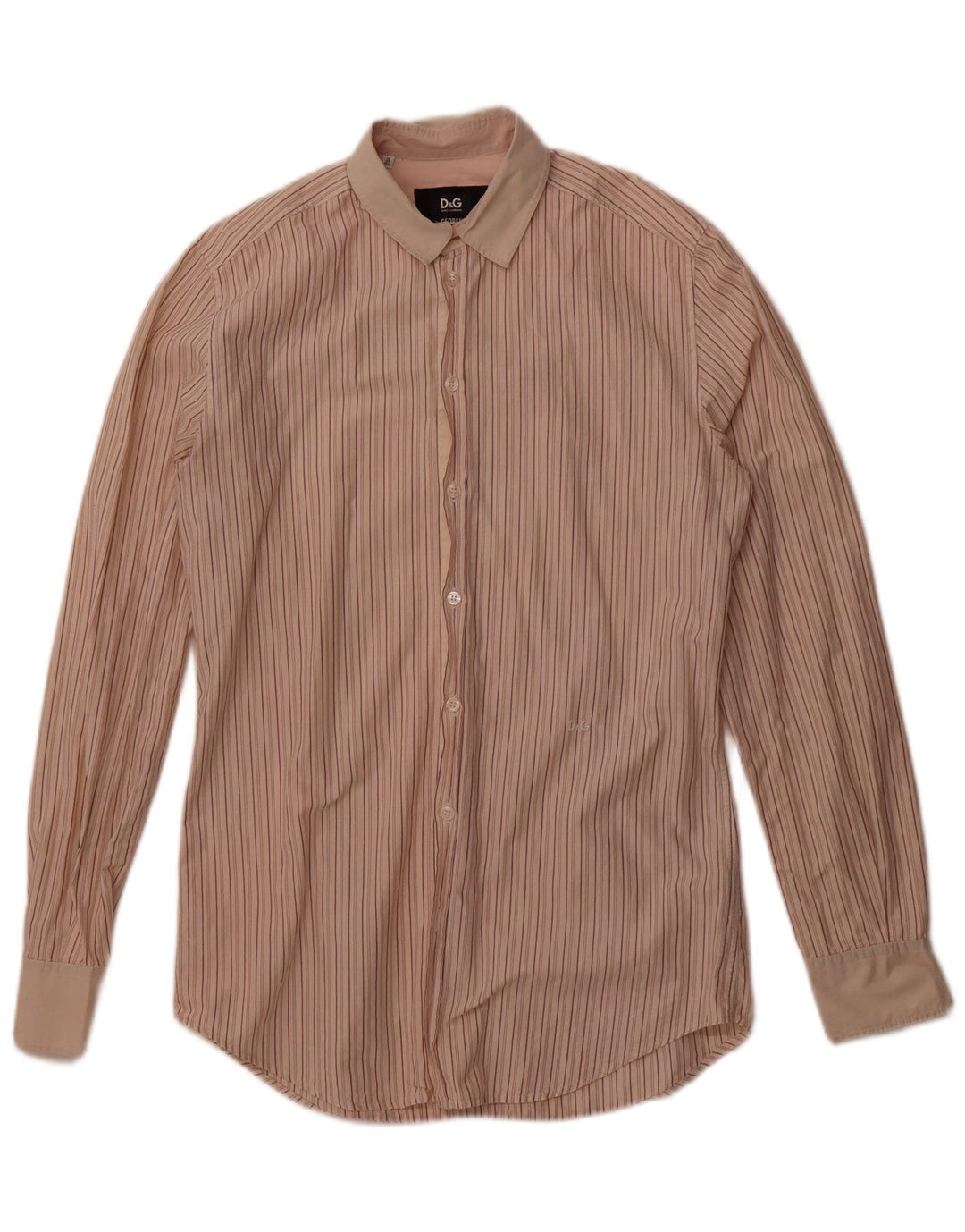 Dolce & Gabbana Mens George Shirt Size 39 15 1/2 Medium Beige Striped