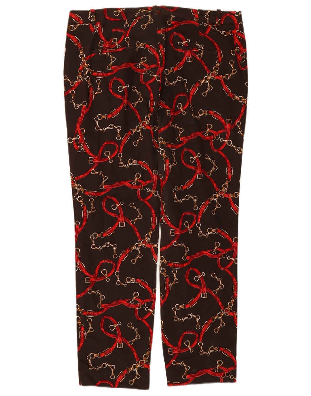 ZARA Womens Abstract Pattern Tapered Cropped Trousers XL W34 L26 Brown
