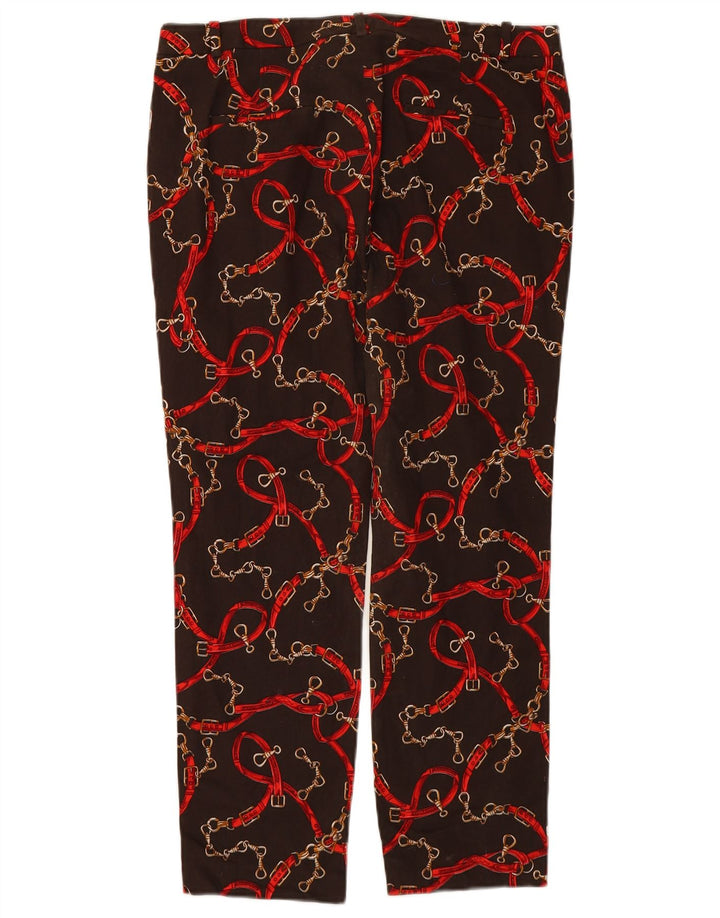 ZARA Womens Abstract Pattern Tapered Cropped Trousers XL W34 L26 Brown