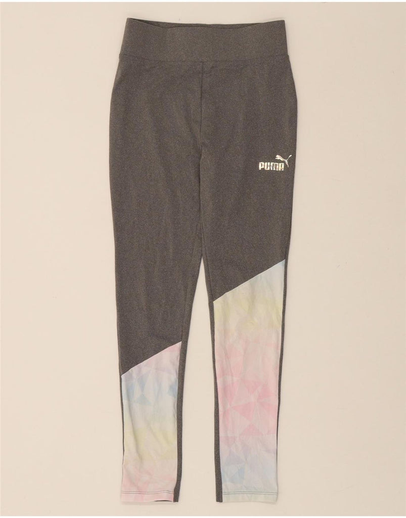 PUMA Girls Leggings 10-11 Years Large Grey Colourblock Polyester Vintage Puma and Second-Hand Puma from Messina Hembry 