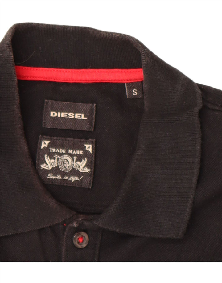 DIESEL Mens Slim Fit Polo Shirt Small Black Cotton