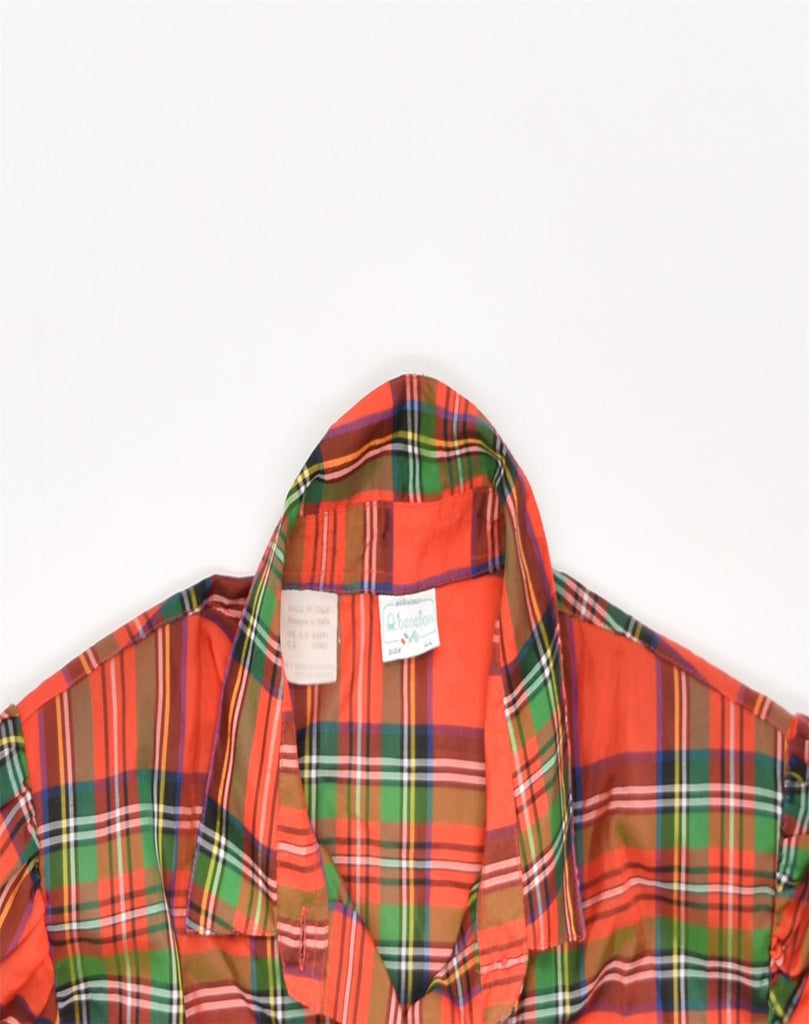 BENETTON Womens Shirt IT 44 Medium Red Check Polyester | Vintage | Thrift | Second-Hand | Used Clothing | Messina Hembry 