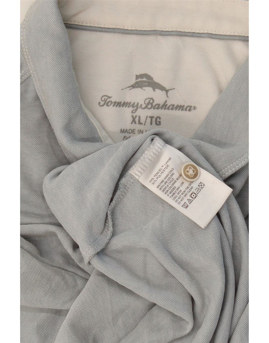TOMMY BAHAMA Mens Polo Shirt XL Grey Tencel Vintage Tommy Bahama and Second-Hand Tommy Bahama from Messina Hembry 