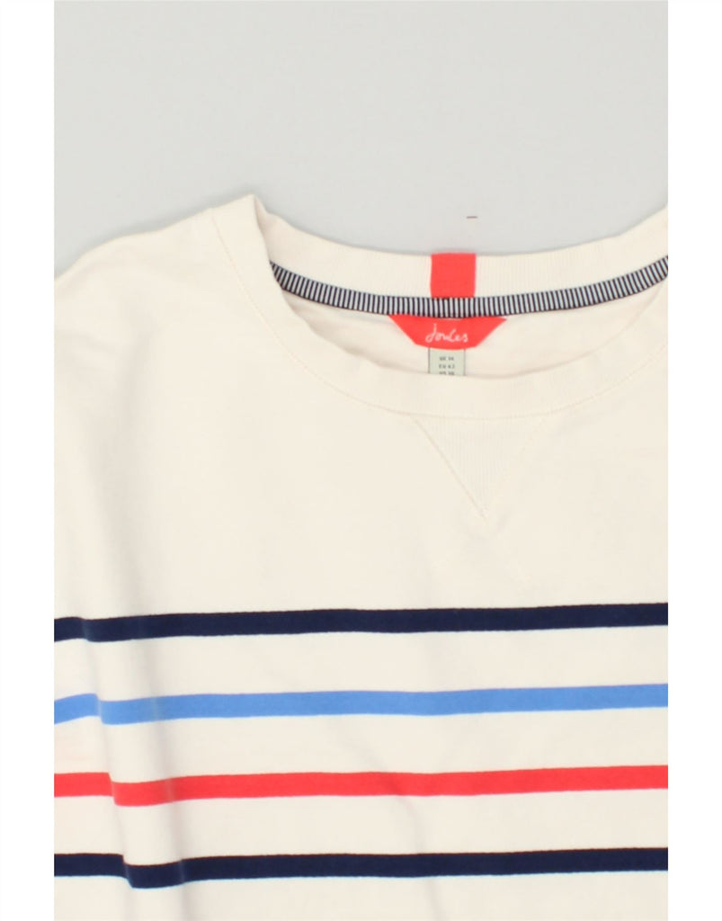 JOULES Womens Loose Fit Sweatshirt Jumper UK 14 Large White Striped Cotton | Vintage Joules | Thrift | Second-Hand Joules | Used Clothing | Messina Hembry 