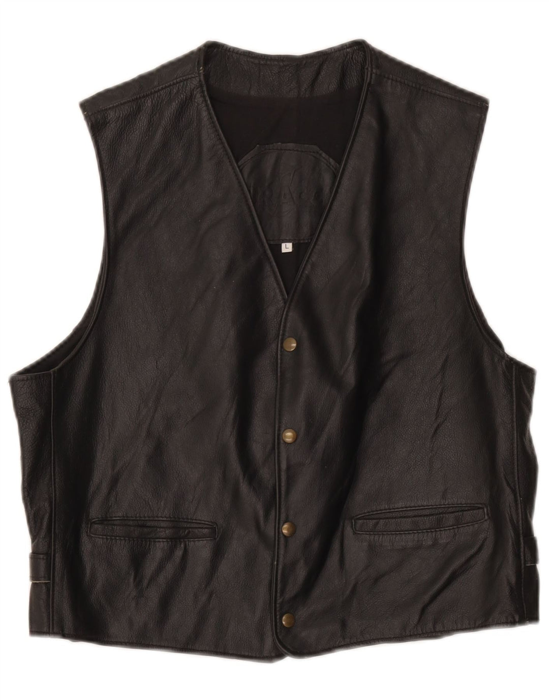 Mens Leather Waistcoat Large Black