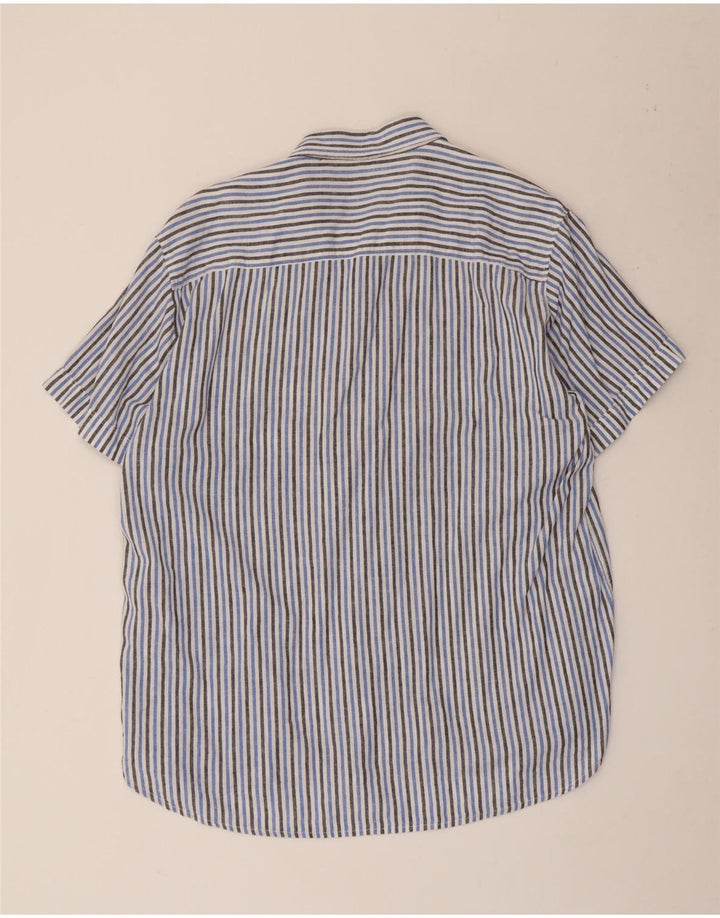 Slam Mens Short Sleeve Shirt 2XL Blue Striped Cotton