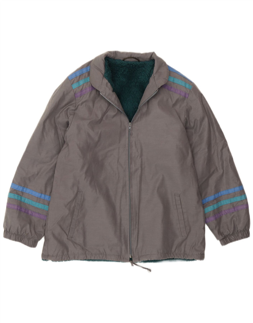 Vintage Mens Windbreaker Jacket UK 38 Medium Grey Striped