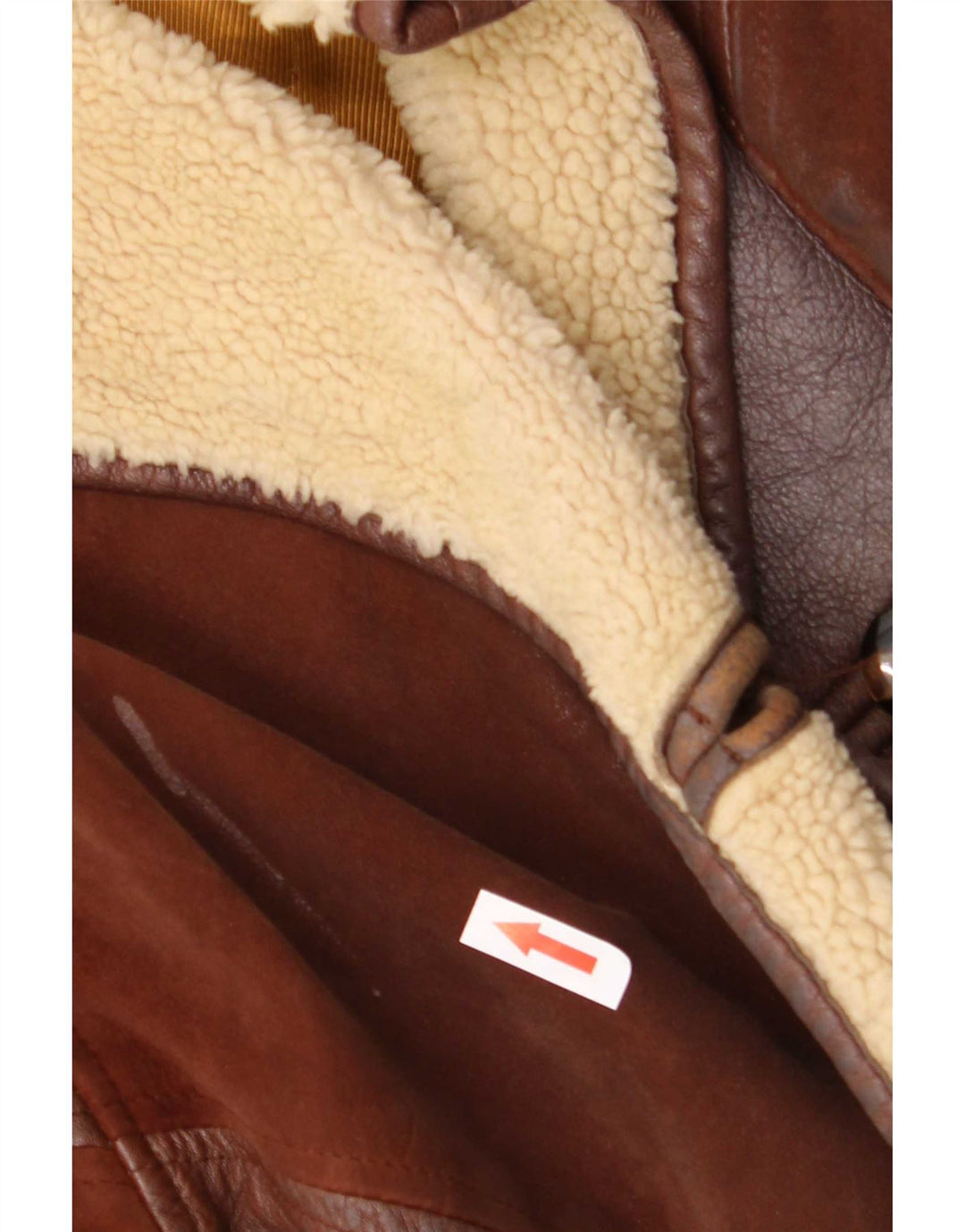 Maviche Womens Oversized Leather Coat UK 12 Medium Brown Colourblock