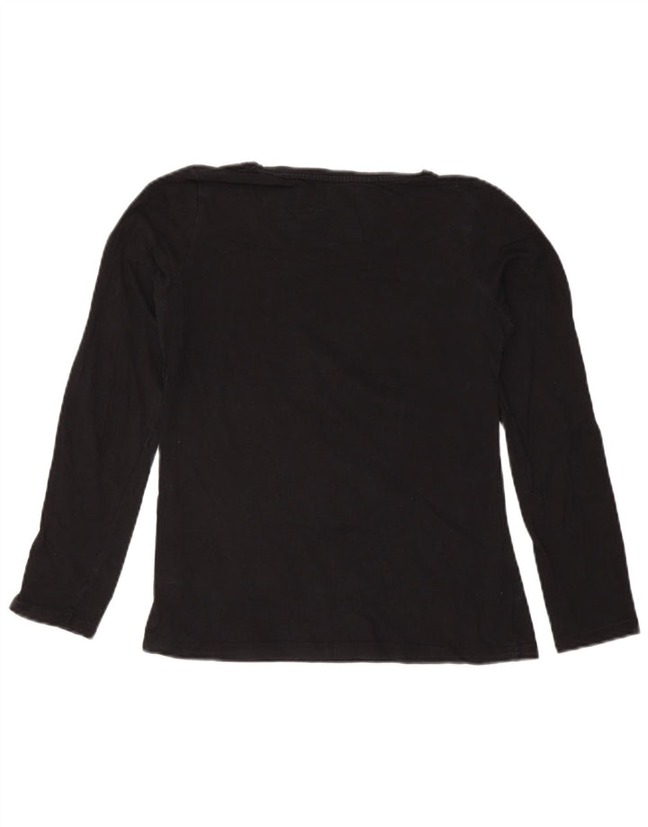 Lotto Womens Top Long Sleeve US 4 Small Black Cotton