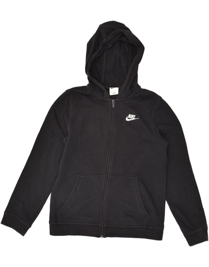 NIKE Boys Zip Hoodie Sweater 12-13 Years Large Black Cotton Vintage Nike and Second-Hand Nike from Messina Hembry 