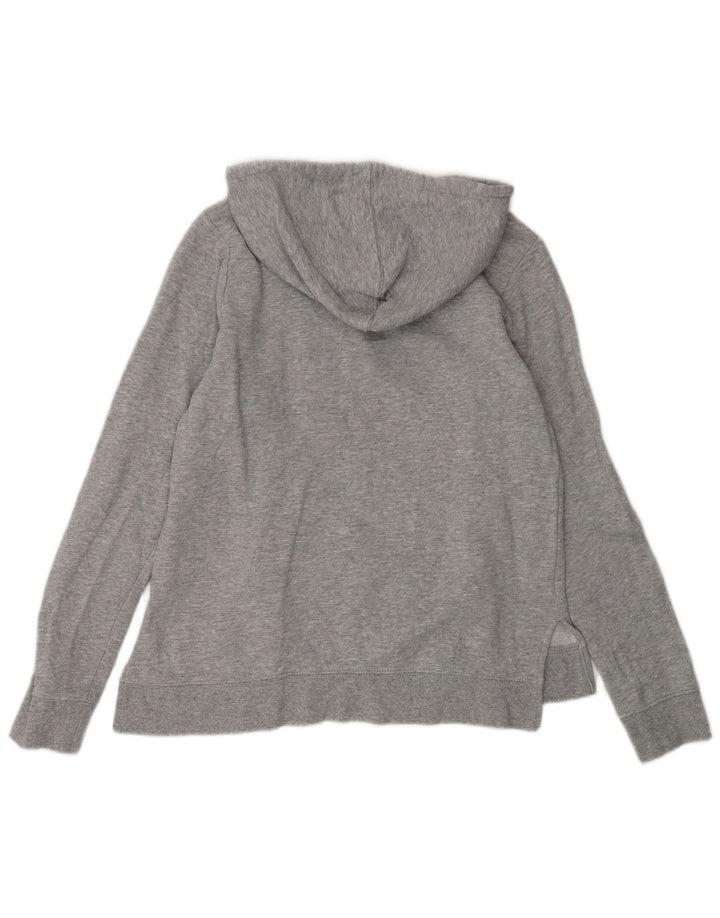 REEBOK Womens Graphic Hoodie Jumper UK 14 Medium Grey Flecked Cotton