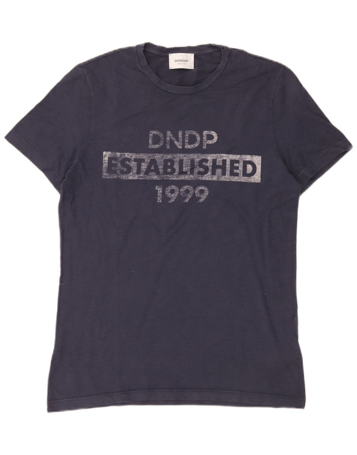 Dondup Mens Graphic T-Shirt Top Medium Navy Blue Cotton