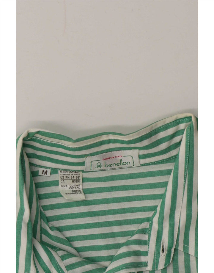 Benetton Mens Shirt Medium Green Pinstripe Cotton
