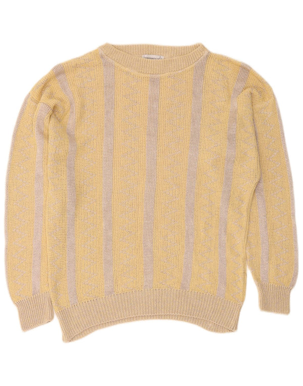 Portobello’s Mens Crew Neck Jumper Sweater Large Yellow Striped