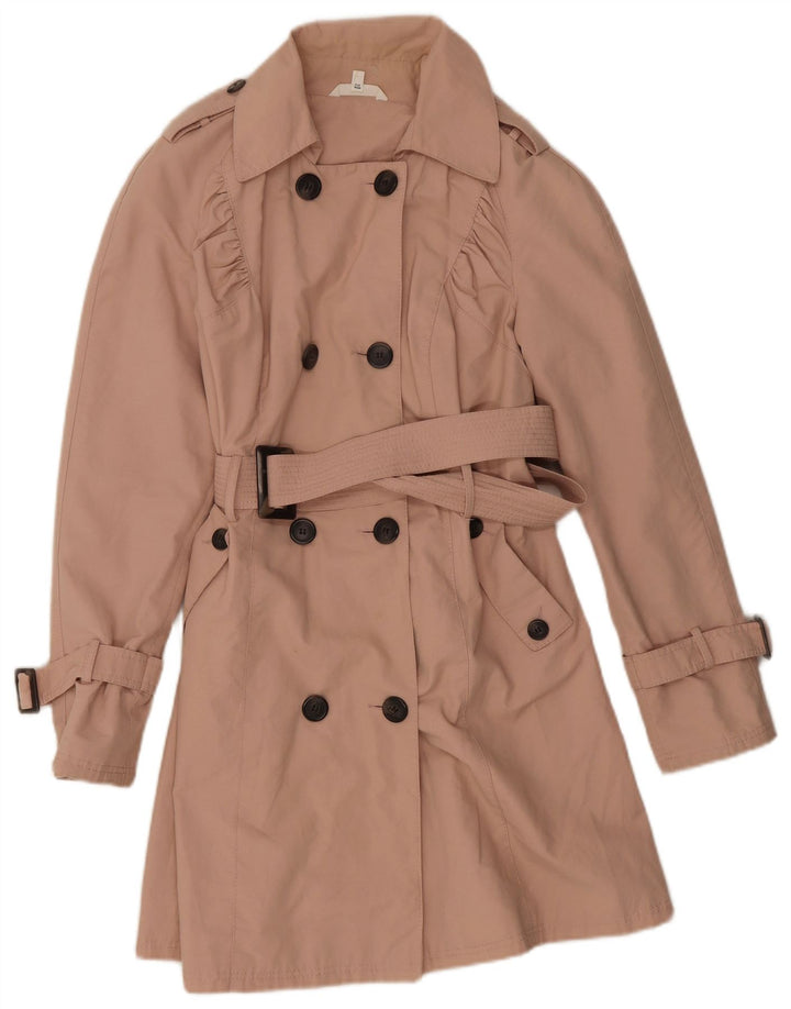Marks & Spencer Womens Trench Coat UK 10 Small Pink Cotton