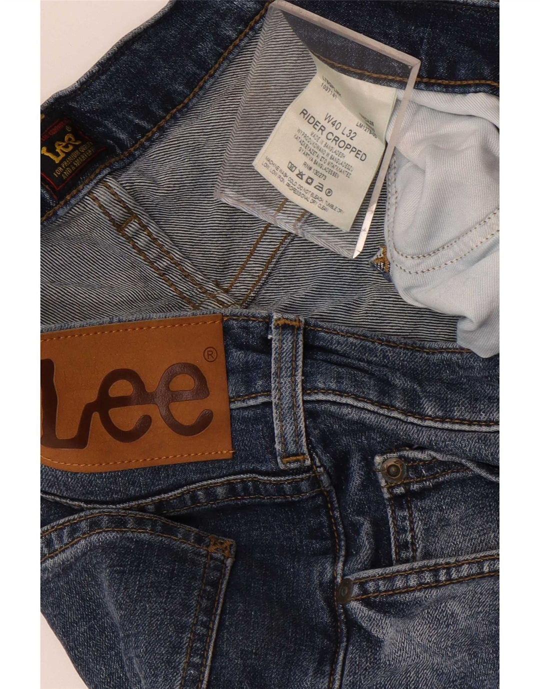 Lee Mens Rider Cropped Jeans W40 L27 Blue Cotton
