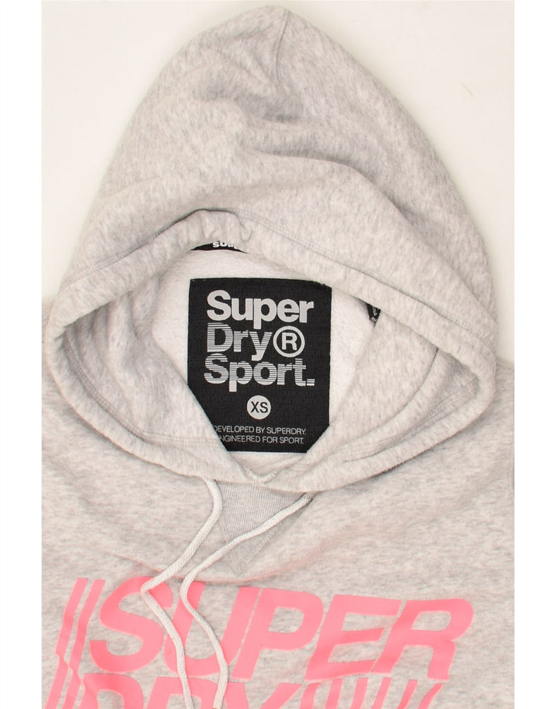 SUPERDRY Womens Graphic Hoodie Jumper UK 6 XS Grey Cotton | Vintage Superdry | Thrift | Second-Hand Superdry | Used Clothing | Messina Hembry 