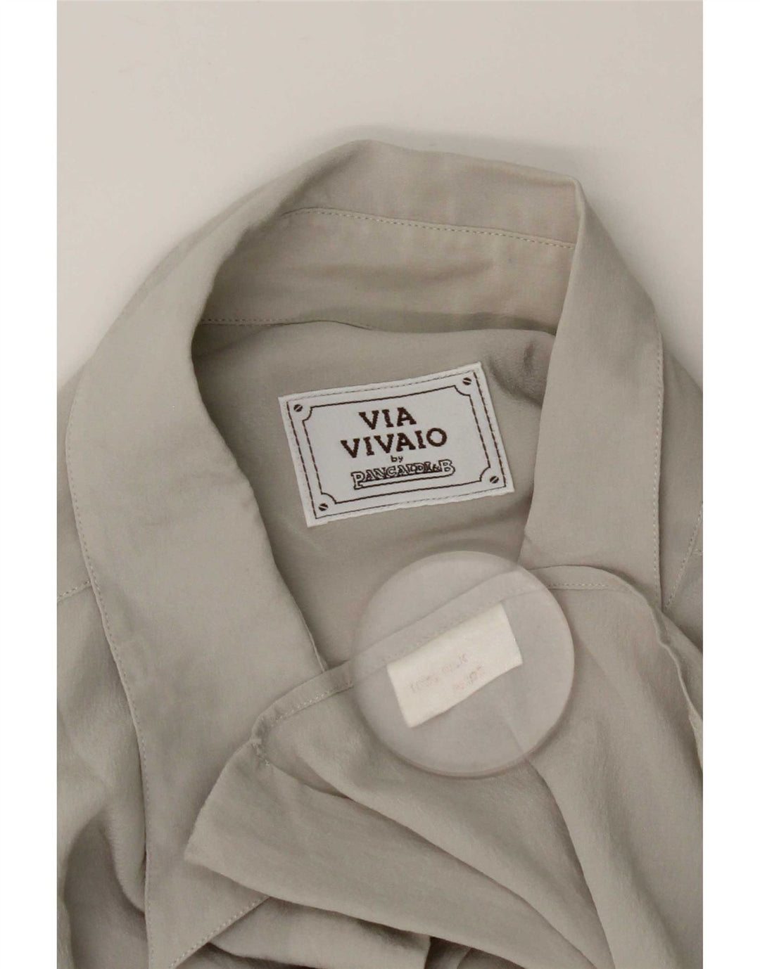 Pancaldi Womens Shirt Blouse UK 18 XL Grey Silk