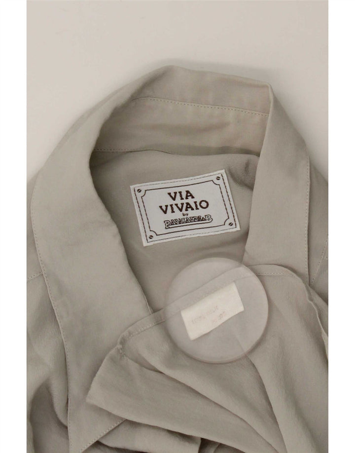 Pancaldi Womens Shirt Blouse UK 18 XL Grey Silk
