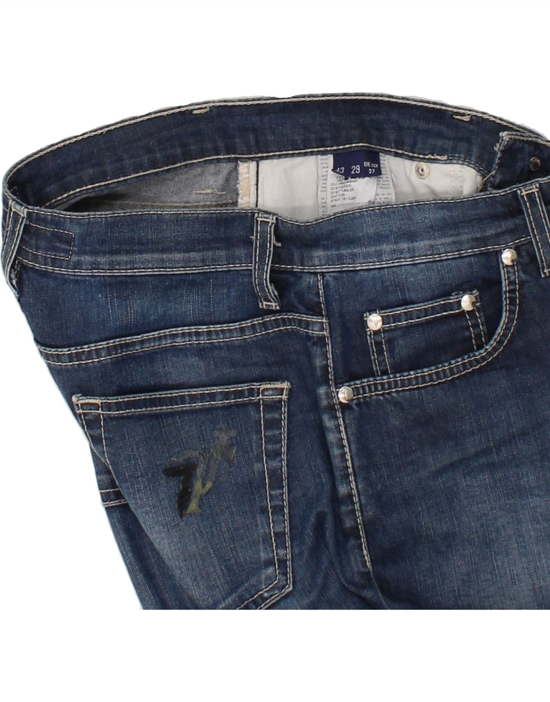 TRUSSARDI Womens Straight Jeans W27 L27 Navy Blue Cotton Vintage Trussardi and Second-Hand Trussardi from Messina Hembry 