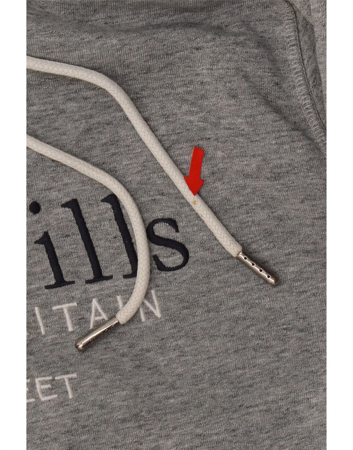 Jack Wills Mens Graphic Hoodie Jumper Medium Grey Flecked Cotton