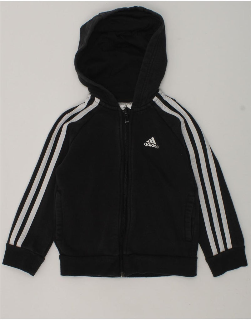 ADIDAS Boys Zip Hoodie Sweater 4-5 Years Black Cotton | Vintage Adidas | Thrift | Second-Hand Adidas | Used Clothing | Messina Hembry 