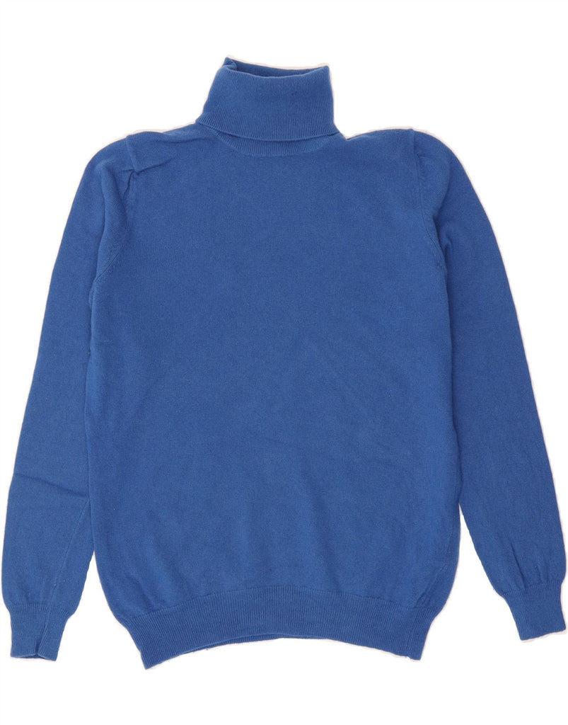 BENETTON Womens Roll Neck Jumper Sweater UK 16 Large Blue Wool Vintage Benetton and Second-Hand Benetton from Messina Hembry 
