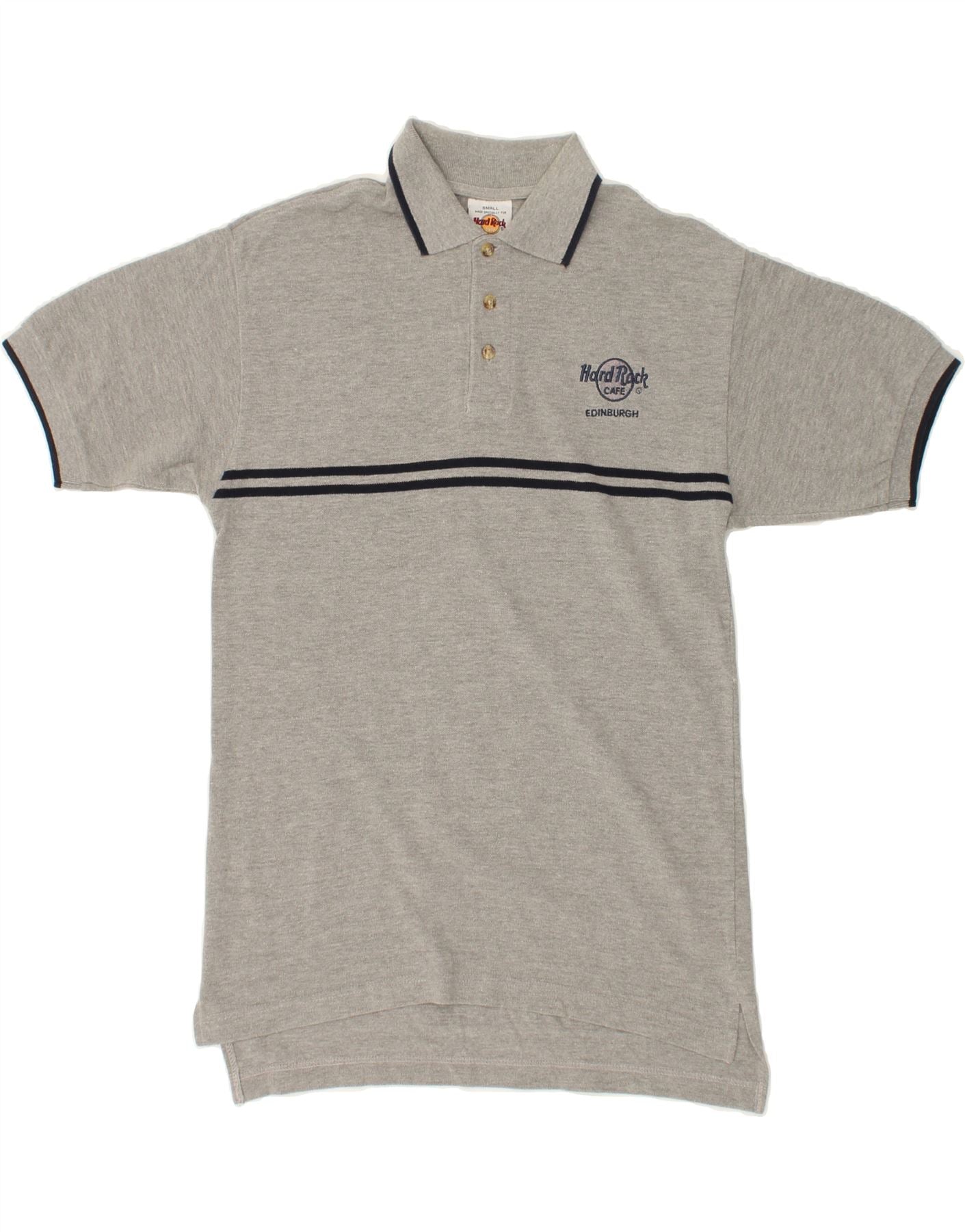 HARD ROCK CAFE Mens Edinburgh Polo Shirt Small Grey Cotton