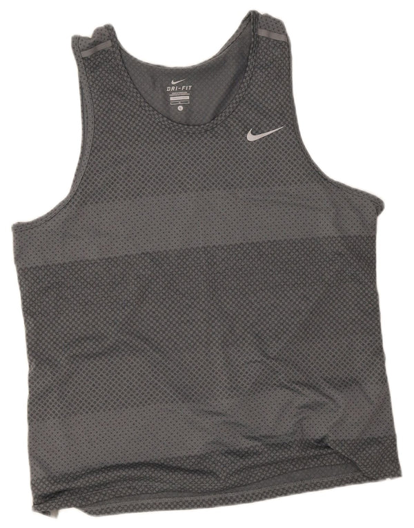 Nike Mens Dri Fit Vest Top Large Grey Striped Polyester