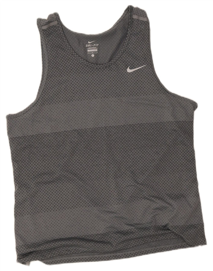 Nike Mens Dri Fit Vest Top Large Grey Striped Polyester