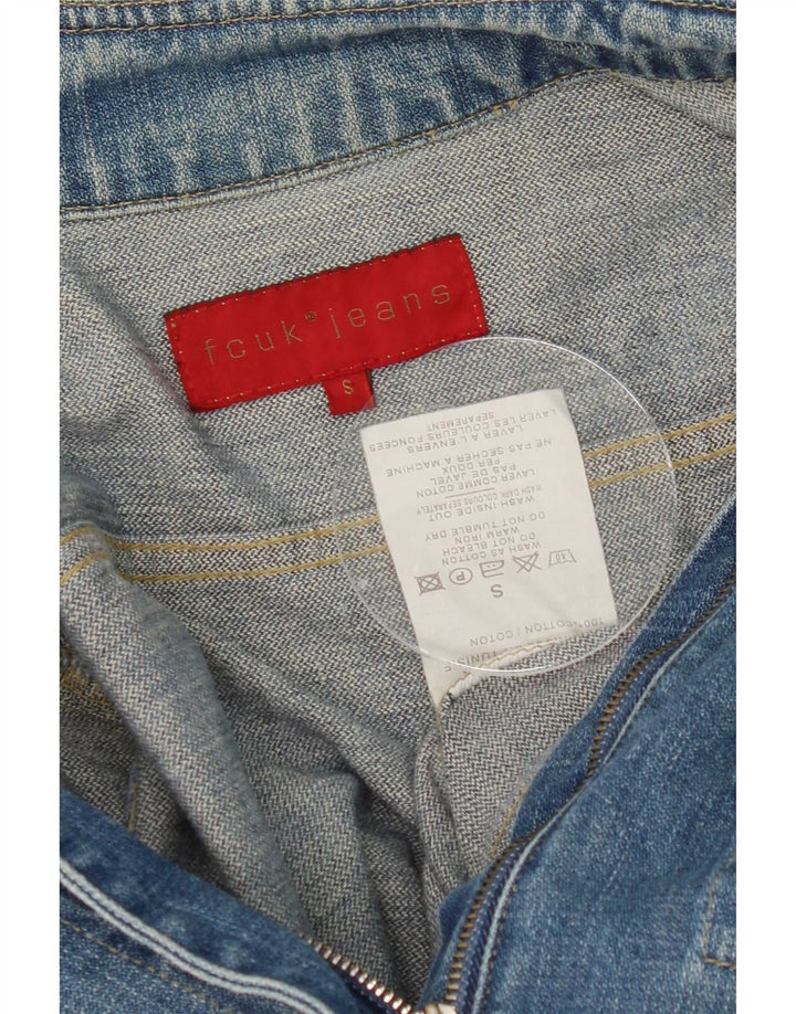 Fcuk Womens Denim Jacket UK 10 Small Blue Cotton
