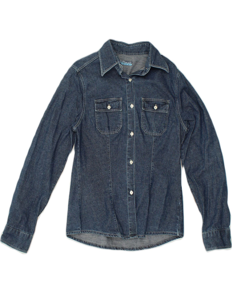 PHARD Womens Denim Shirt UK 12 Medium Navy Blue Cotton | Vintage Phard | Thrift | Second-Hand Phard | Used Clothing | Messina Hembry 